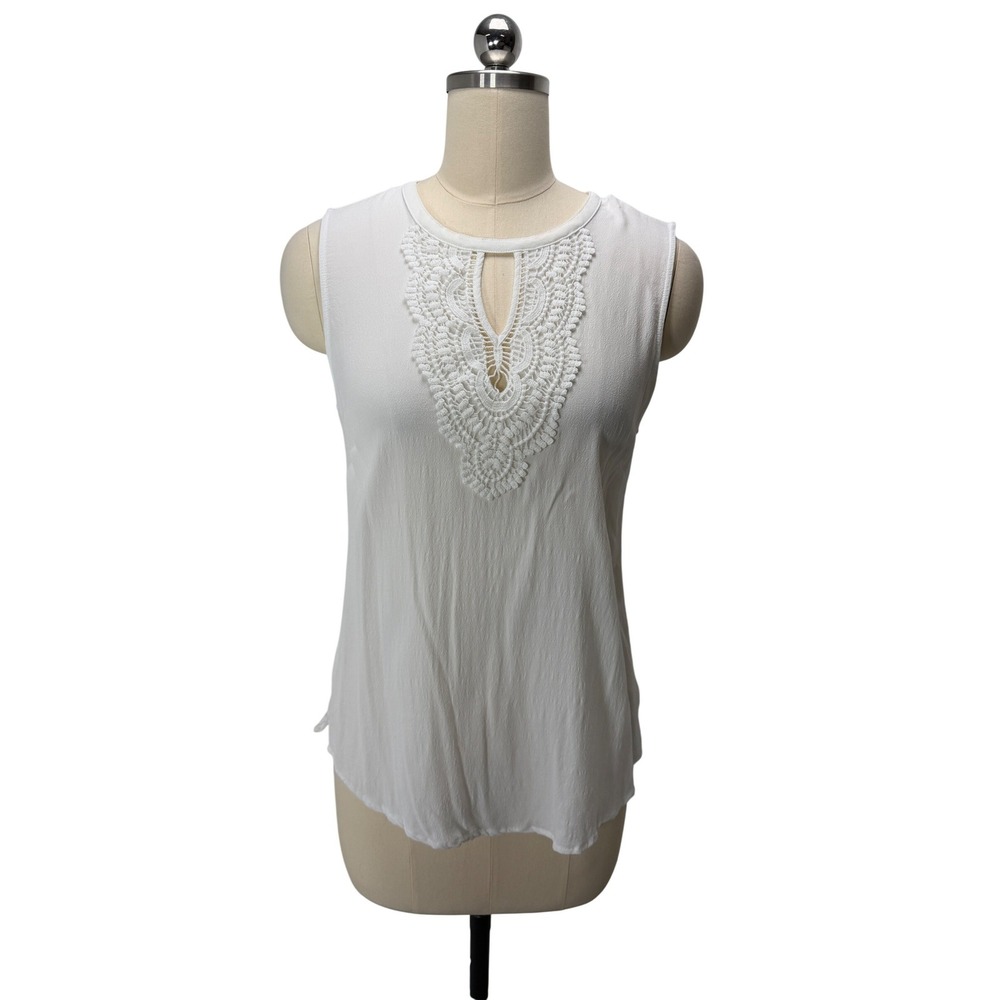 Grace Elements Womens S White Sleeveless Open Back High Low Top
